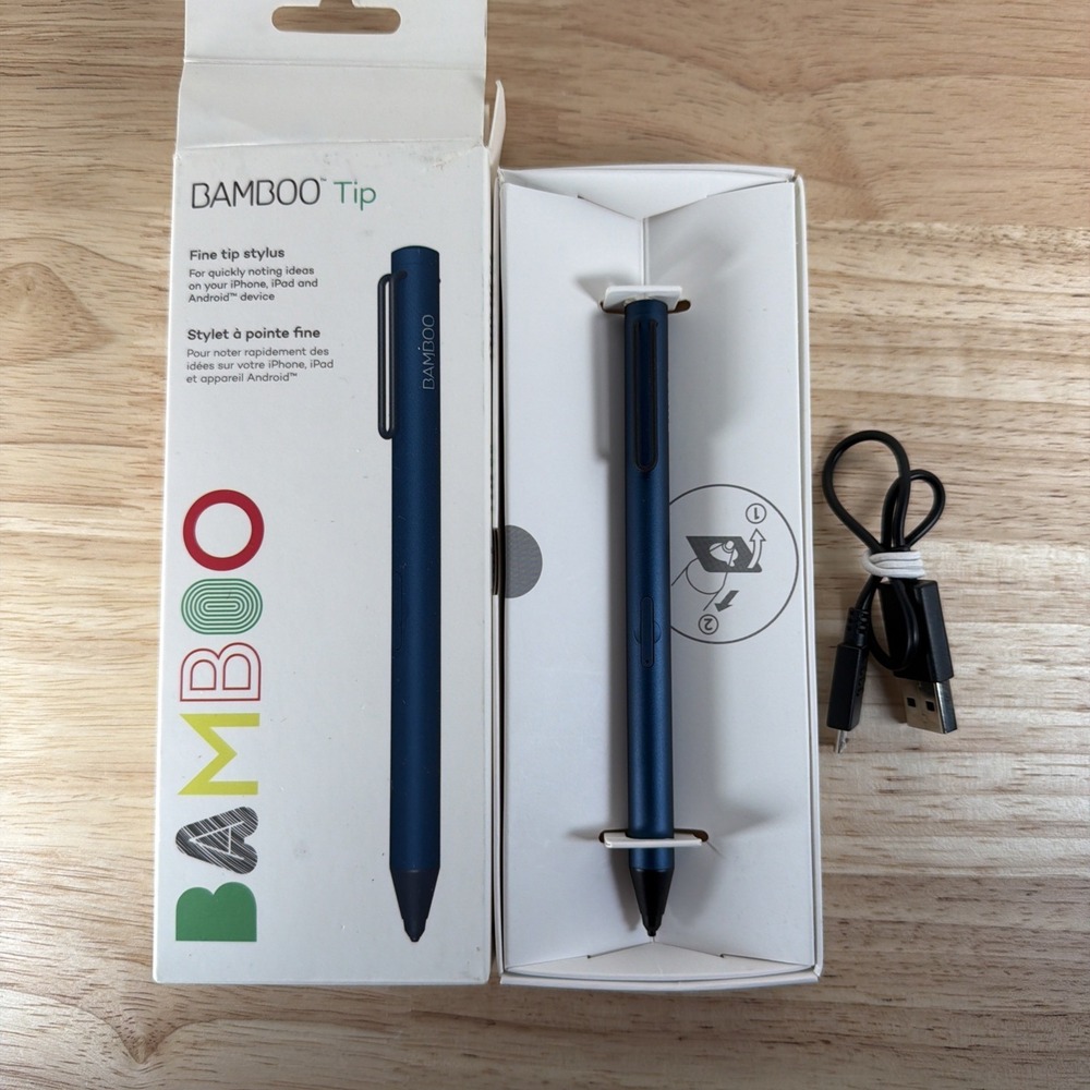 Wacom Bamboo Fine Tip Smart Stylus Blue CS710B For Apple Android Touchscreen